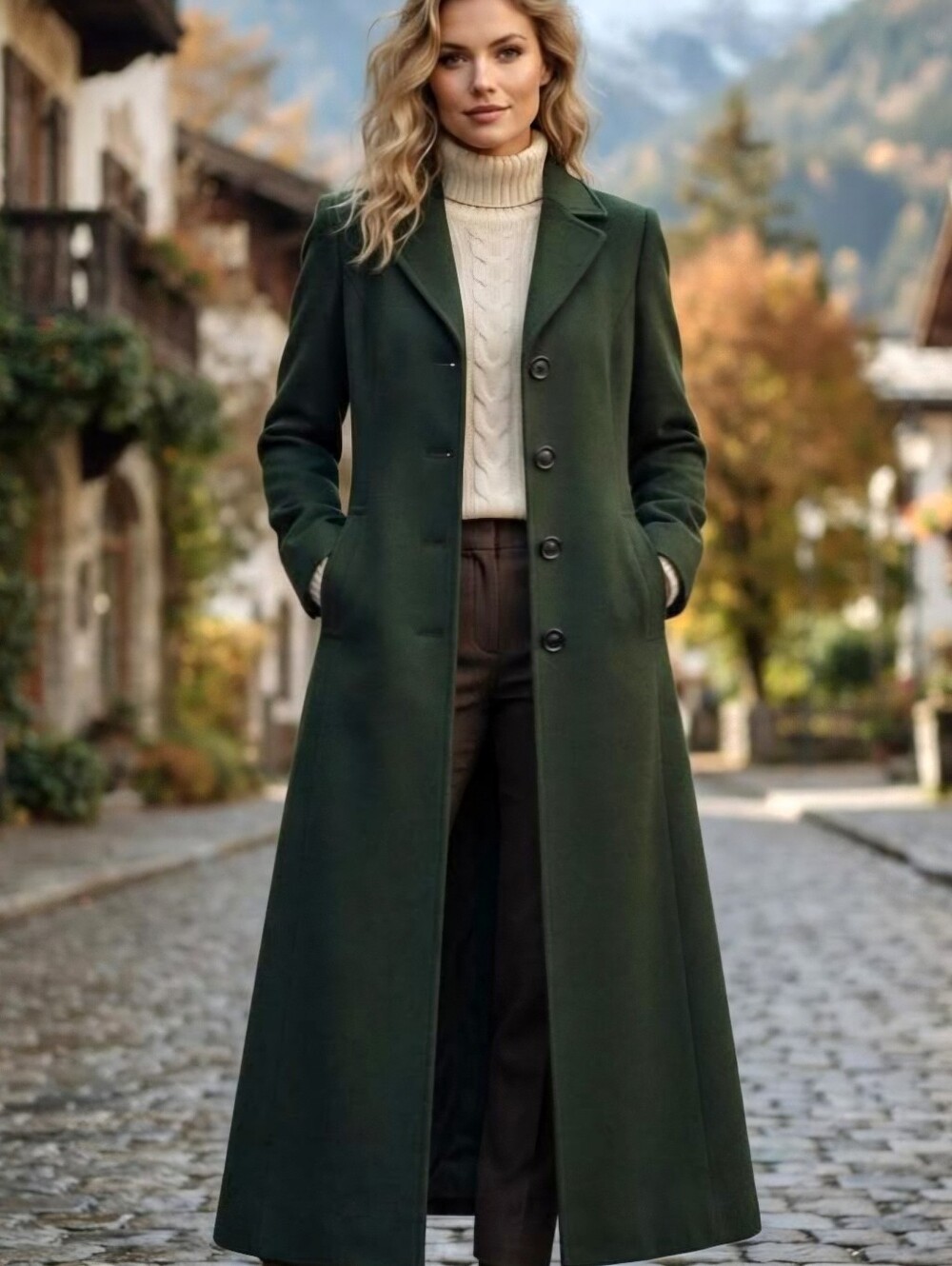 Vtg 80s Forecaster of Boston Pure Wool Maxi Coat Emerald  Green USA )